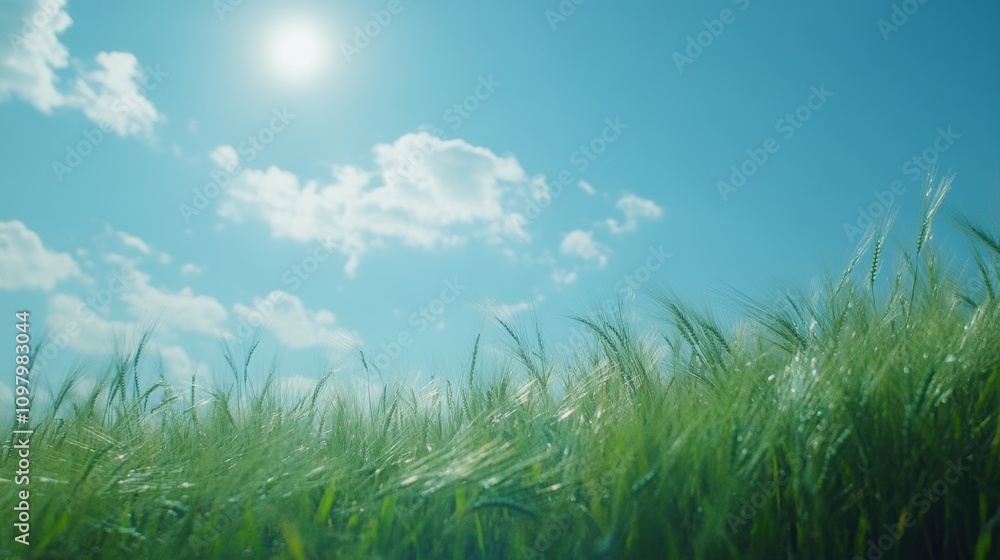 Fototapeta premium green grass and blue sky