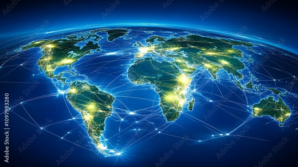 Fototapeta premium Illuminated Global Connectivity Network