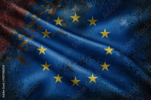 retro vintage historical old grungy European union flag