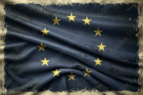retro vintage historical old grungy European union flag