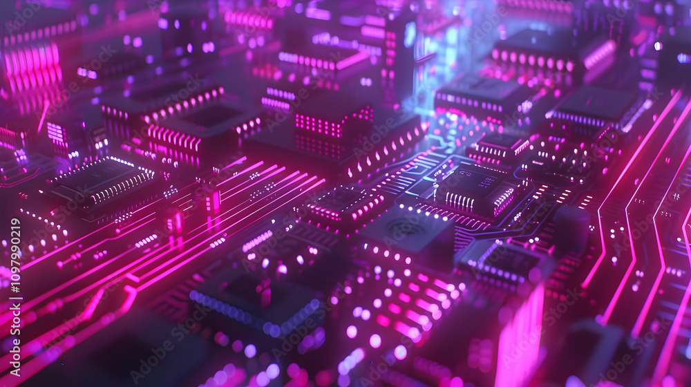 Obraz premium Abstract 3D Circuit Board Illustration