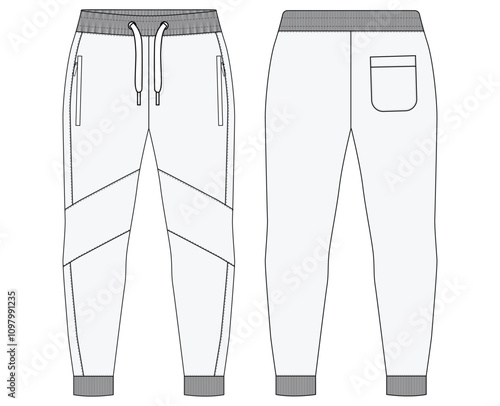 Trouser Jogger and technical fashion Boys Tricot Track Pants vector illustration outline