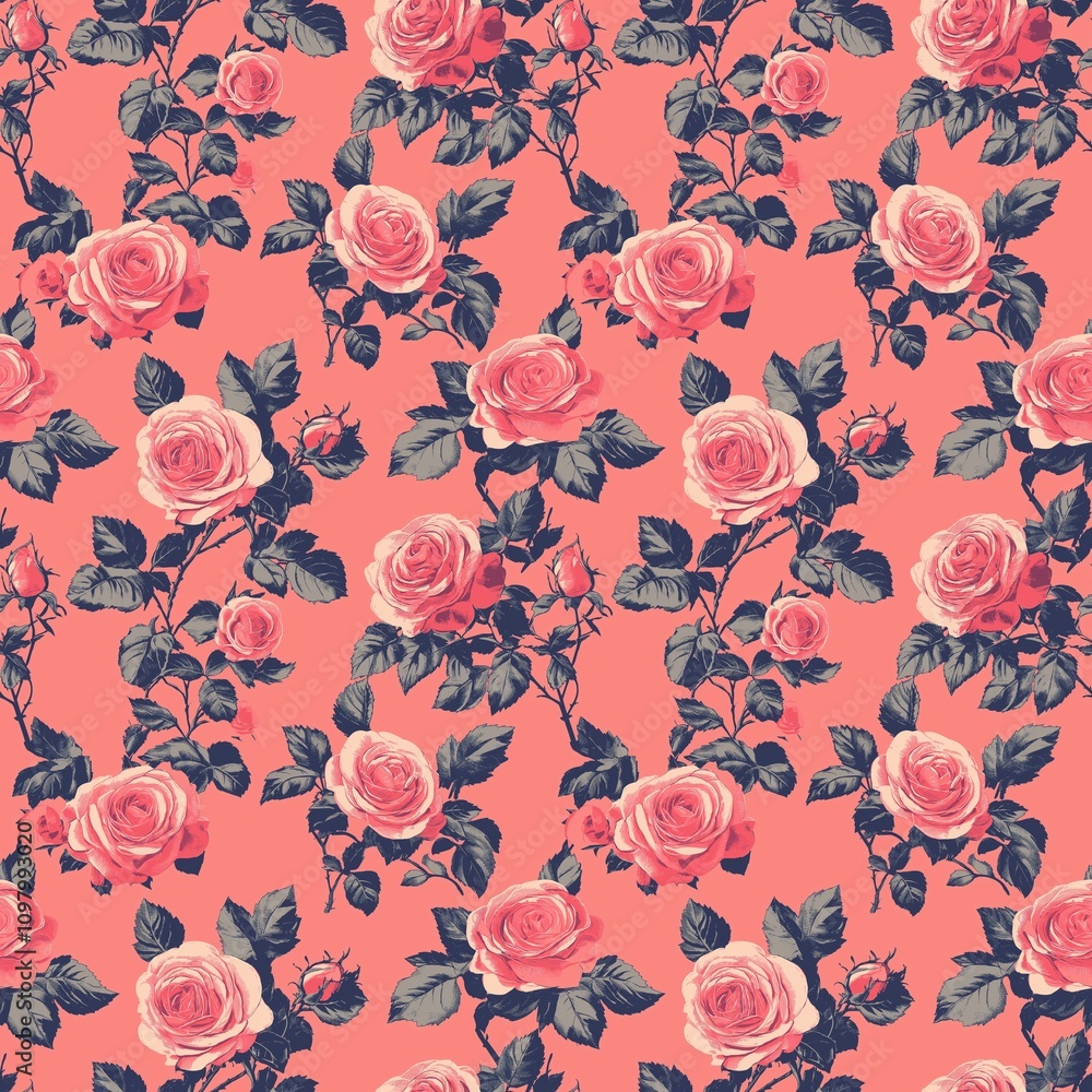 Naklejka premium rose flower pattern