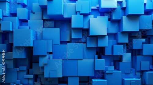 A blue wall made of blue cubes