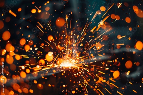 A bright orange fire with lots of sparks