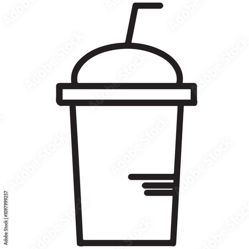 Illustration of coke soda drink cup glass with straw logo vector icon