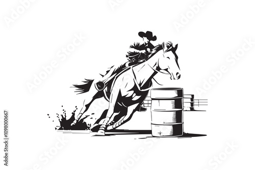 Barrel Racing in Action vector