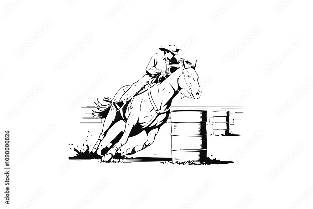 Fototapeta premium Barrel Racing in Action vector