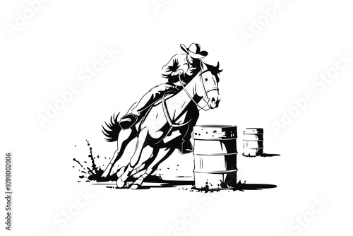 Barrel Racing in Action vector