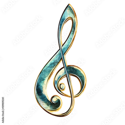 Elegant Treble Clef Design Isolated on Transparent Background