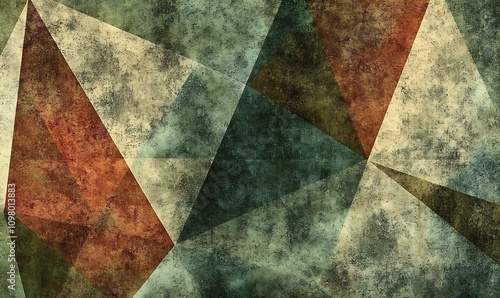 Abstract geometric pattern featuring textured triangles in earthy colors.