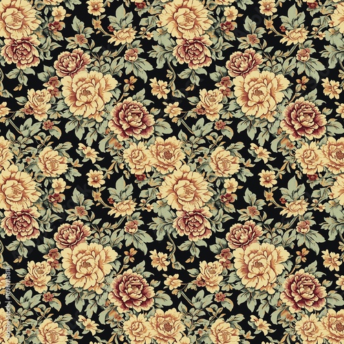 vintage carpet flower pattern photo