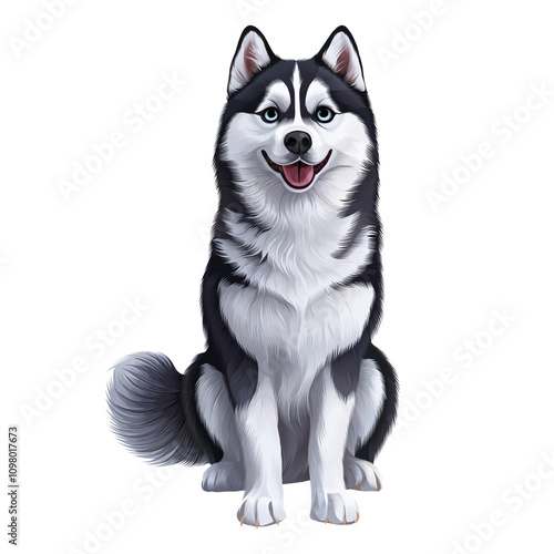 vector illustration of a husky dog ​​sitting