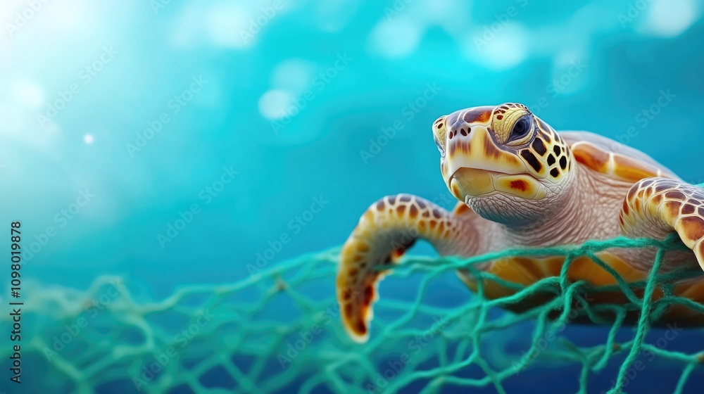 Fototapeta premium Endangered Sea Creature Suffers Due to Ocean Pollution