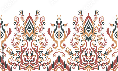 Geometric ethnic pattern in Earth tones, suitable for background design, carpet, or wallpaper