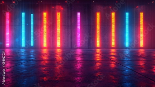 Wallpaper Mural Vibrant Neon Equalizer Bar with Colorful Glowing Bars in Dark Digital Background Torontodigital.ca