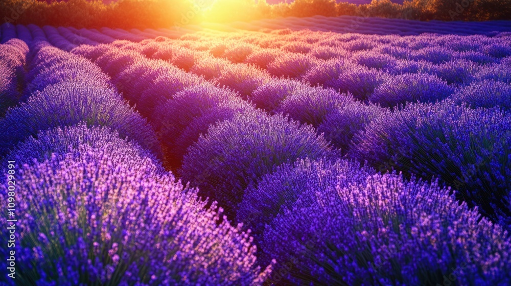 Obraz premium Lavender Field at Sunset