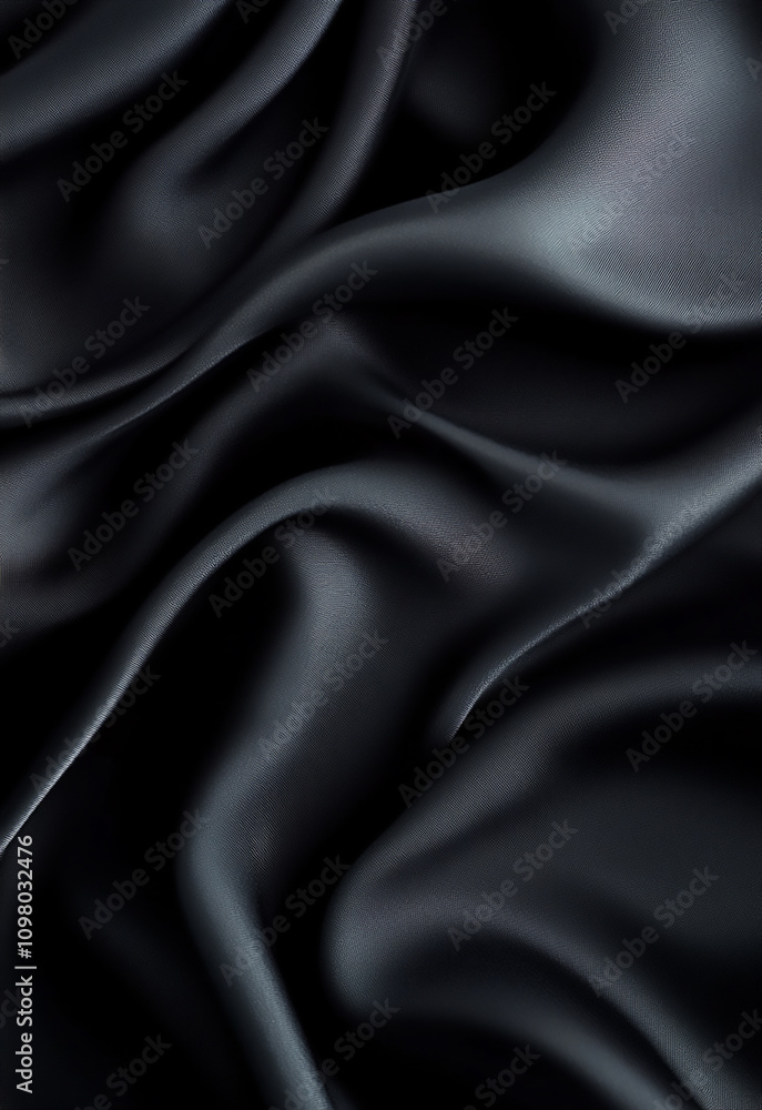 luxury material design Black silk background with dark luxurious fabric draped texture folds in waves of flowing soft pattern, abstract satin luxury material design Black silk background with dark luxurious fabric draped texture folds in waves of flowing soft pattern, abstract satin