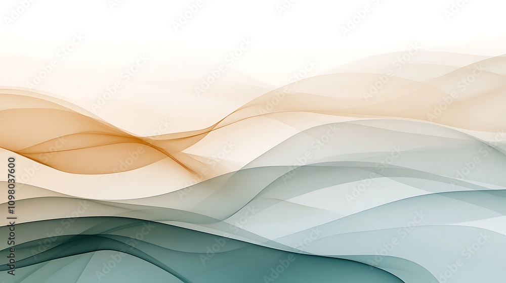 Obraz premium Abstract waves in soft colors create a serene, fluid design for backgrounds or graphics.
