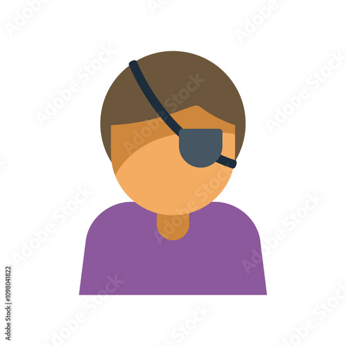 Simple icon of a person wearing an eyepatch, perfect for projects related to pirates, vision impairment, or medical themes