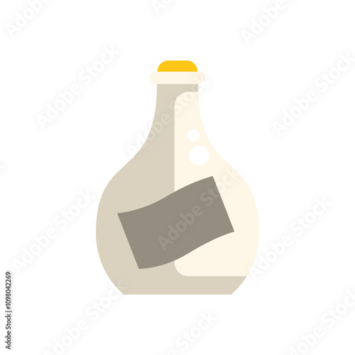 Big bottle of sake with blank label and yellow cap is standing on white background