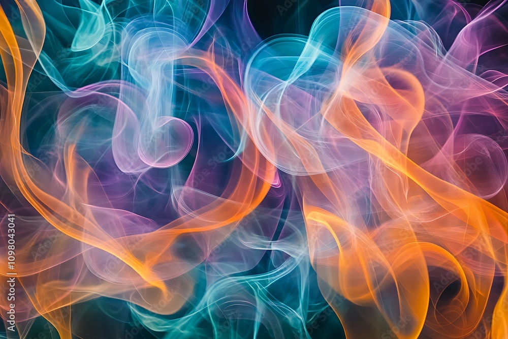 Obraz premium Colorful swirling smoke patterns create an abstract, dynamic visual effect.