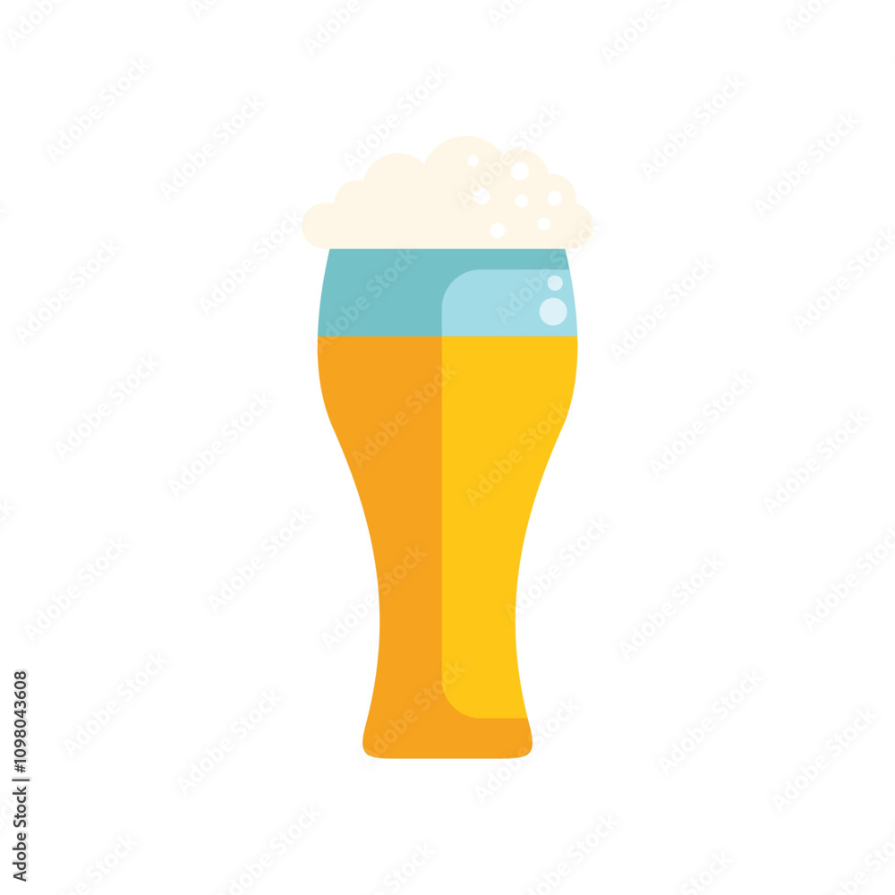 Tall glass of beer is overflowing with foam on white background Tall glass of beer is overflowing with foam on white background
