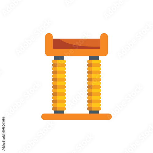 Cat scratching post with two scratching columns and a lying place on the top is isolated on white background