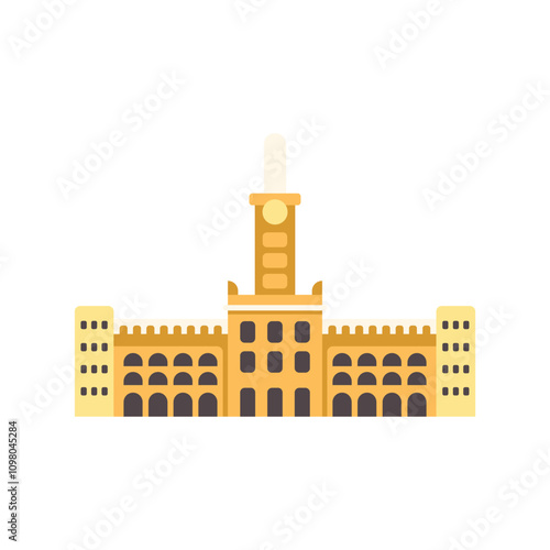 Flat vector illustration representing the plaza de toros de la maestranza bullring building, in seville, spain