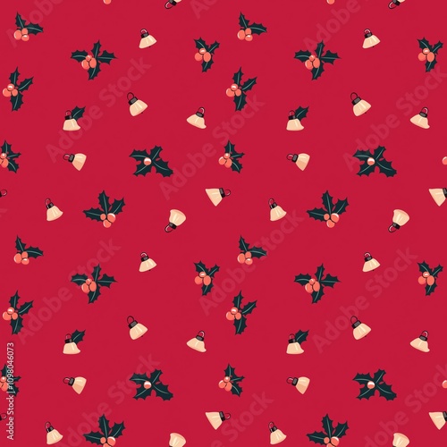 Christmas Holly with bell pattern photo