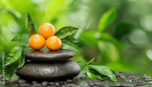 A serene festival scene unfolds, showcasing a meticulously arranged ceremonial altar adorned with vibrant mandarin oranges, symbolizing blessings and prosperity The image captures the essence of