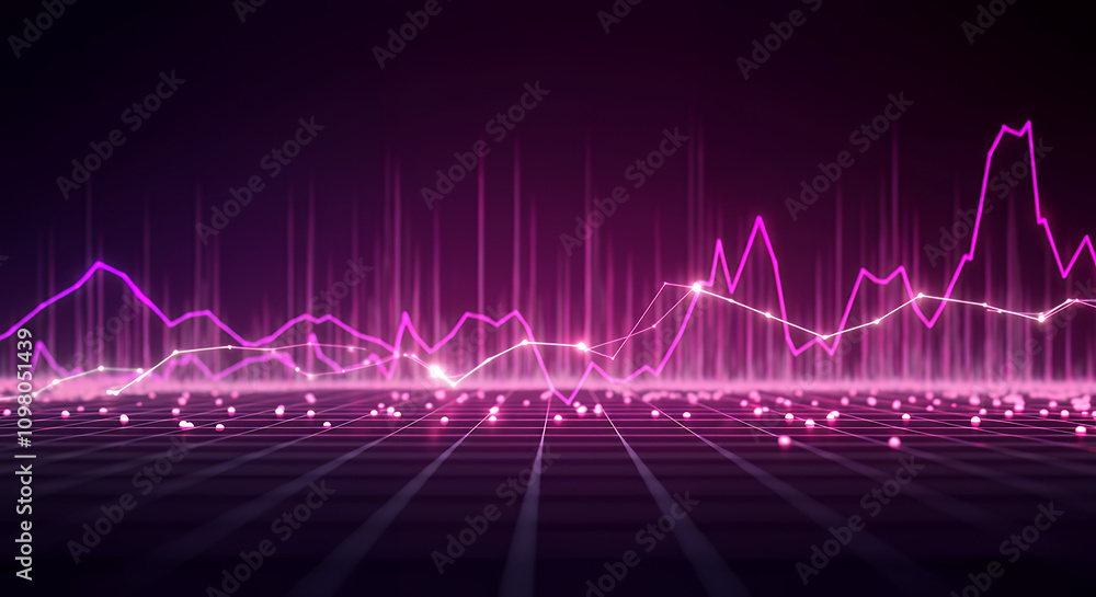 Fototapeta premium Futuristic Grid with Dynamic Data Trends