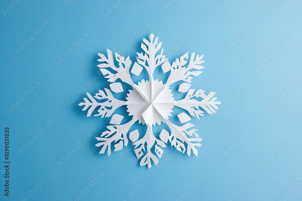 snowflake paper cut on blue background
snowflake paper cut on blue background