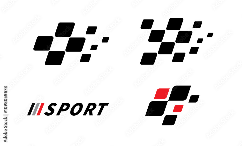 Race flag Design. Race flag icon logo. Racing stripes. Sport checkered. Motorsport graphics. Vector illustration Race flag Design. Race flag icon logo. Racing stripes. Sport checkered. Motorsport graphics. Vector illustration