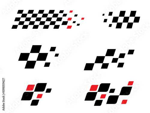 Racing stripes. Race flag. Checkered flag. Sport car decal stripes. Automotive graphics. Vector illustration
