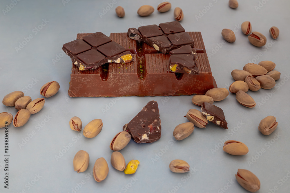 Dubai chocolate, green kataifi and peanut butter. Trendy dessert.