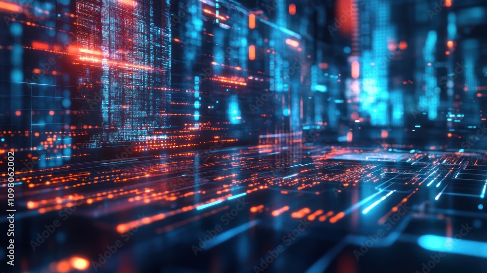 Obraz premium Abstract digital data flow.