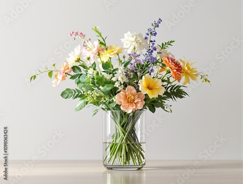 Wallpaper Mural Close-up of Fresh Organic Flowers and Herbs in a Glass Vase, home decor, organic herbs, fresh flowers Torontodigital.ca