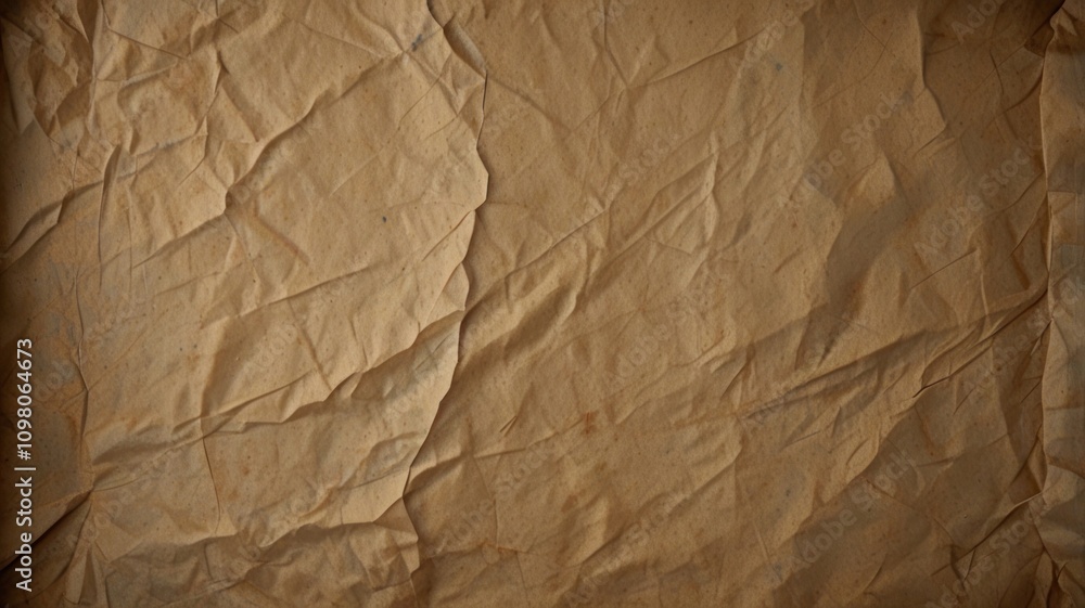 Here's a description and keywords for your image.. Crinkled brown paper texture background. Here's a description and keywords for your image.. Crinkled brown paper texture background.