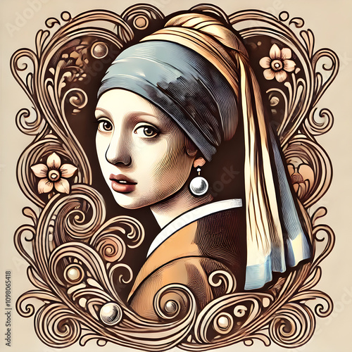 The Girl With A Pearl Earring Art Nouveau Grace