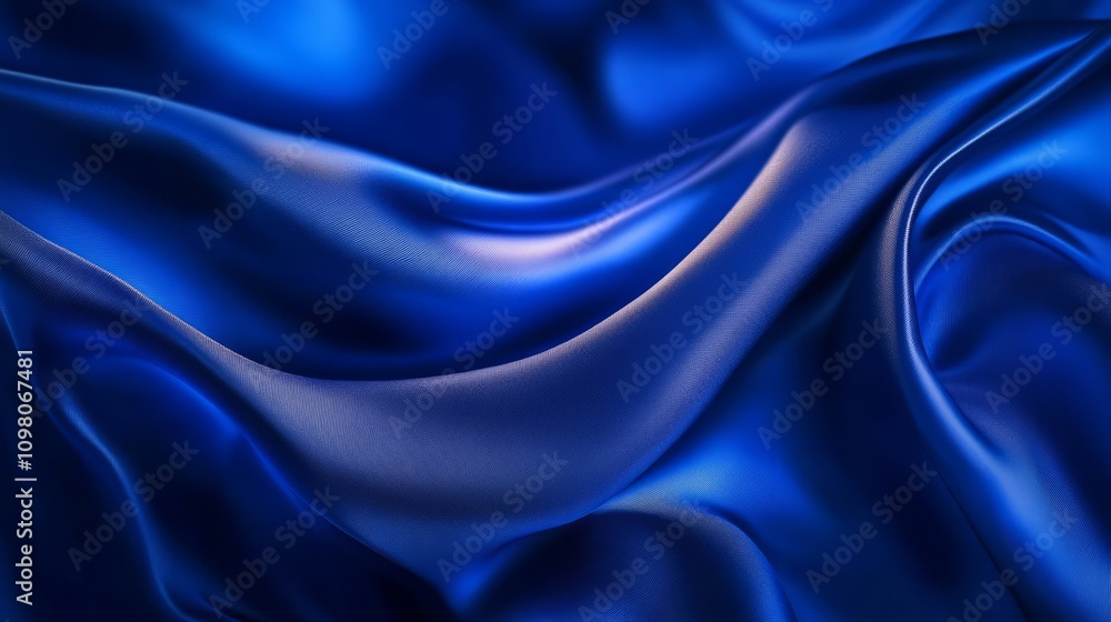 Obraz premium blue wavy satin background