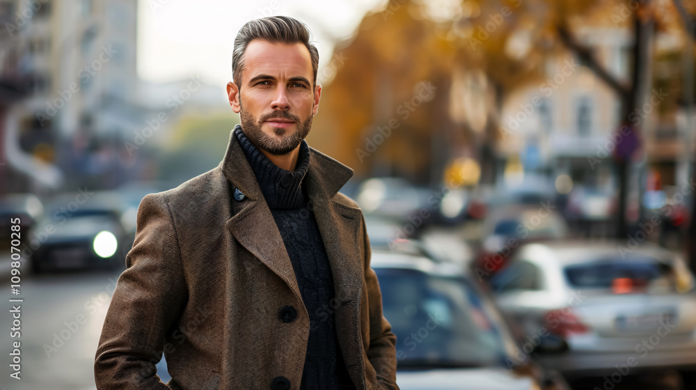 Fototapeta premium Successful, handsome man standing next to his car.