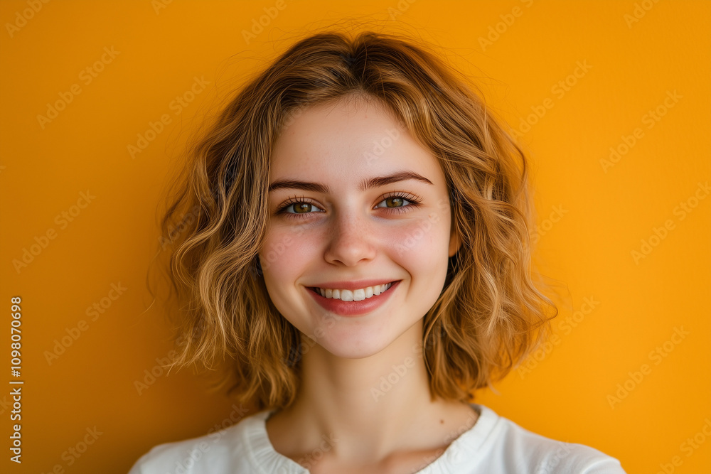 Young Female Smiling Portrait on a Plain Background Young Female Smiling Portrait on a Plain Background