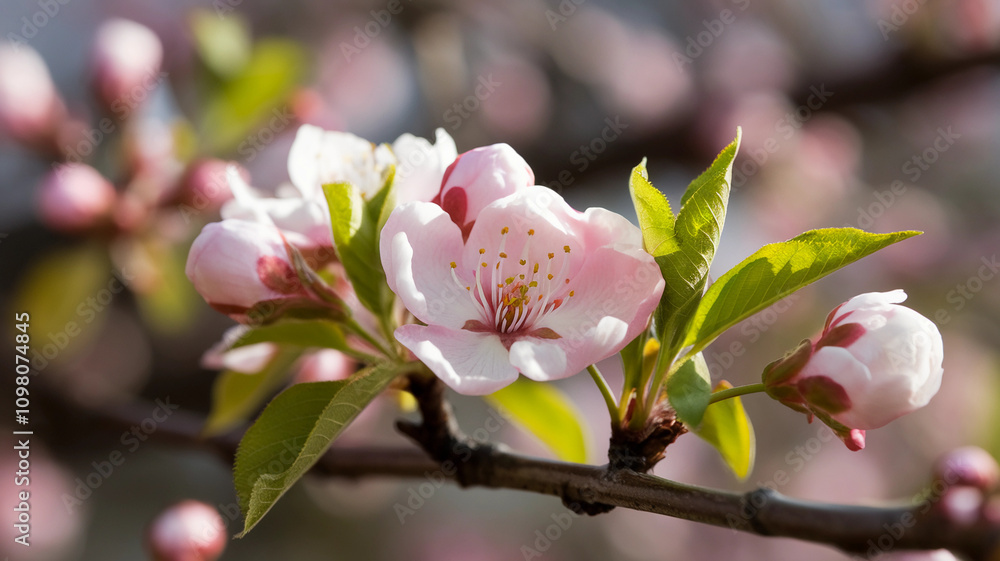 Obraz premium Close-Up of Pink Cherry Blossom Flowers on a Tree 