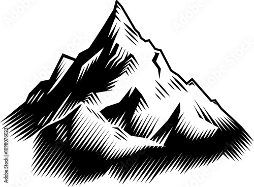 Mountains Range Woodcut Eng...
