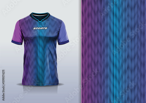 Sport jersey design template mockup aurora light wave abstract for  football soccer, running, esports, aurora blue pink color