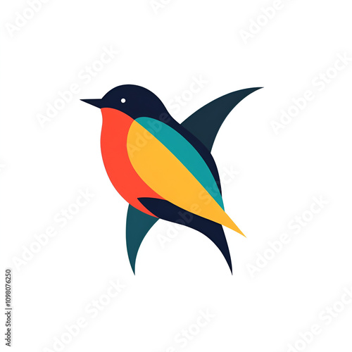 Colorful bird vector logo design digital graphic creative art minimalist style high resolution eye-catching concept photo