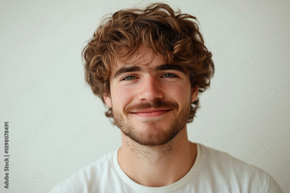Fototapeta premium Smiling Young Male Portrait on Solid Background