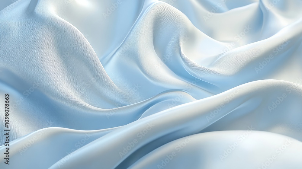 Obraz premium blue smooth wavy silk background