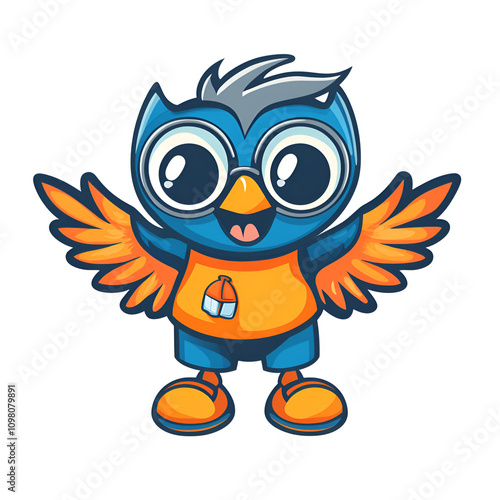 Playful owl mascot design for kids store branding digital art cheerful environment whimsical viewpoint creative concept photo